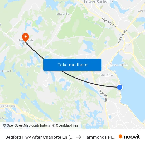 Bedford Hwy After Charlotte Ln (6287) to Hammonds Plains map