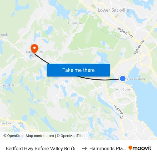 Bedford Hwy Before Valley Rd (6280) to Hammonds Plains map