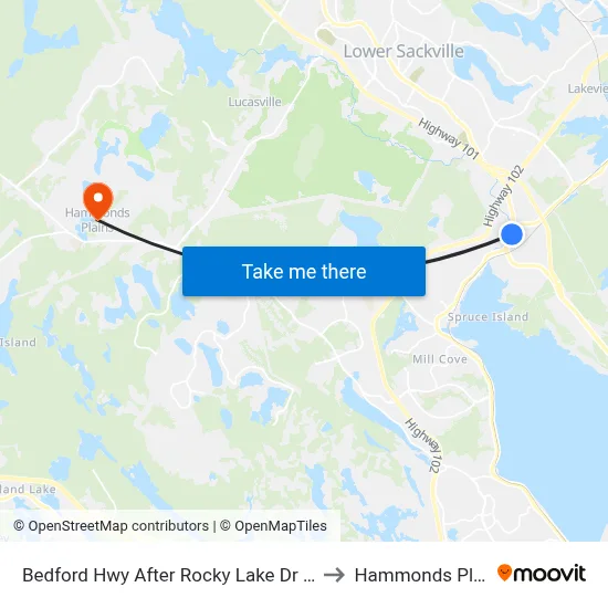 Bedford Hwy After Rocky Lake Dr (6281) to Hammonds Plains map
