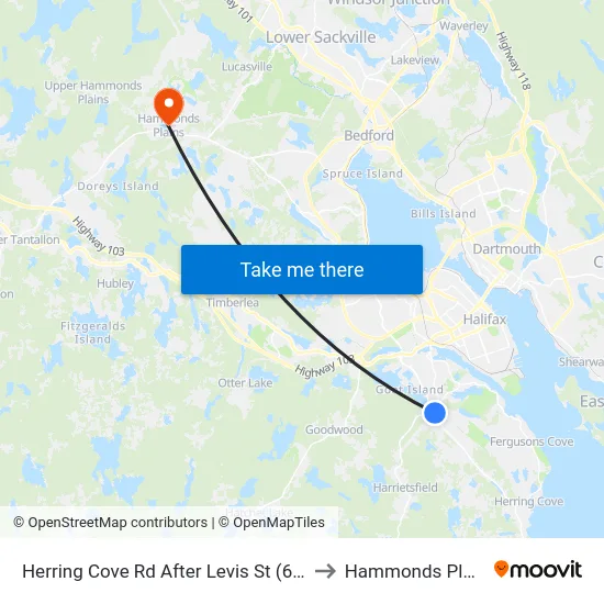 Herring Cove Rd After Levis St (6864) to Hammonds Plains map