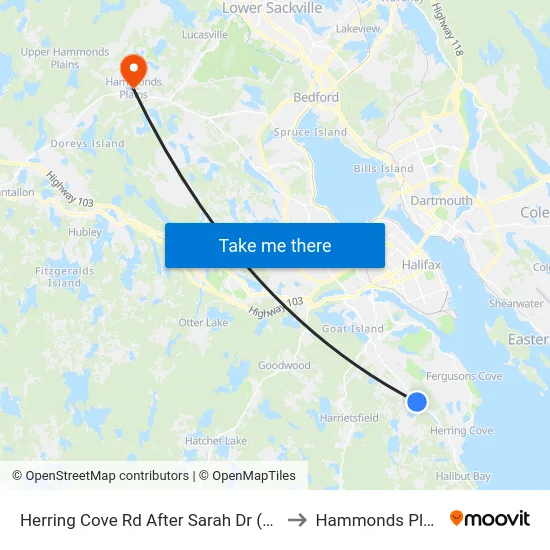 Herring Cove Rd After Sarah Dr (6865) to Hammonds Plains map