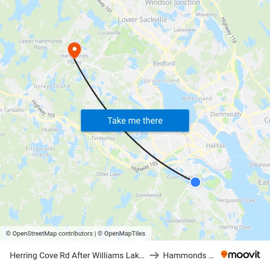 Herring Cove Rd After Williams Lake Rd (6867) to Hammonds Plains map