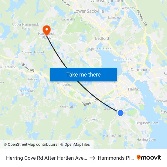 Herring Cove Rd After Hartlen Ave (6863) to Hammonds Plains map