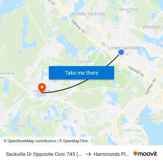 Sackville Dr Opposite Civic 745 (8259) to Hammonds Plains map
