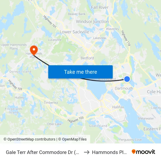 Gale Terr After Commodore Dr (8656) to Hammonds Plains map