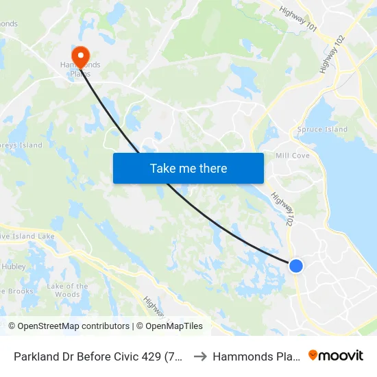 Parkland Dr Before Civic 429 (7436) to Hammonds Plains map