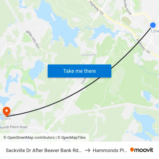 Sackville Dr After Beaver Bank Rd (7295) to Hammonds Plains map