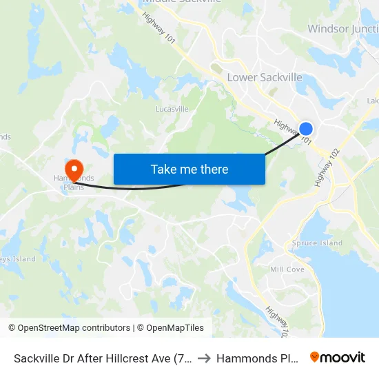 Sackville Dr After Hillcrest Ave (7296) to Hammonds Plains map