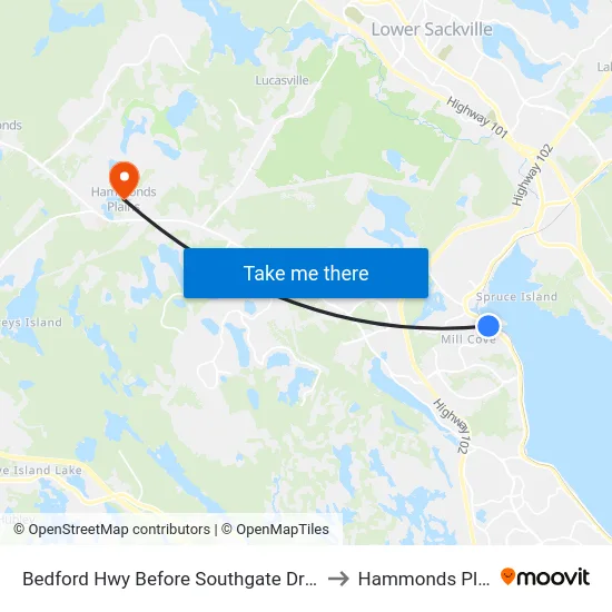 Bedford Hwy Before Southgate Dr (6290) to Hammonds Plains map