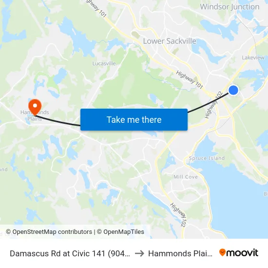 Damascus Rd at Civic 141 (9040) to Hammonds Plains map