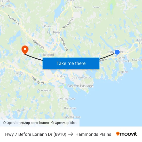 Hwy 7 Before Loriann Dr (8910) to Hammonds Plains map