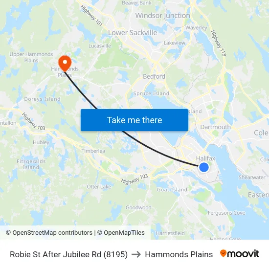 Robie St After Jubilee Rd (8195) to Hammonds Plains map