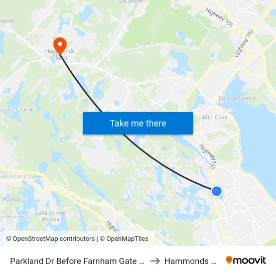 Parkland Dr Before Farnham Gate Rd (7424) to Hammonds Plains map
