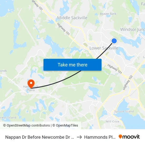 Nappan Dr Before Newcombe Dr (7288) to Hammonds Plains map