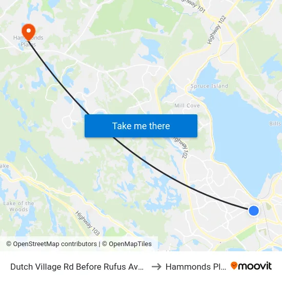 Dutch Village Rd Before Rufus Ave (6614) to Hammonds Plains map