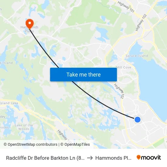 Radcliffe Dr Before Barkton Ln (8159) to Hammonds Plains map