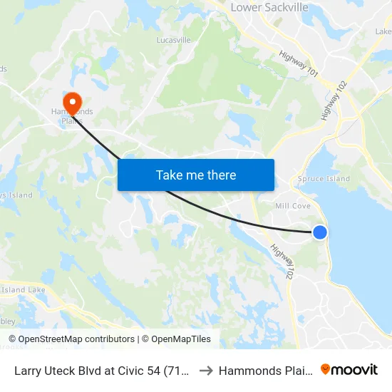 Larry Uteck Blvd at Civic 54 (7124) to Hammonds Plains map