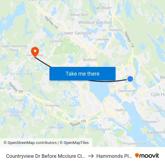 Countryview Dr Before Mcclure Cl (6841) to Hammonds Plains map