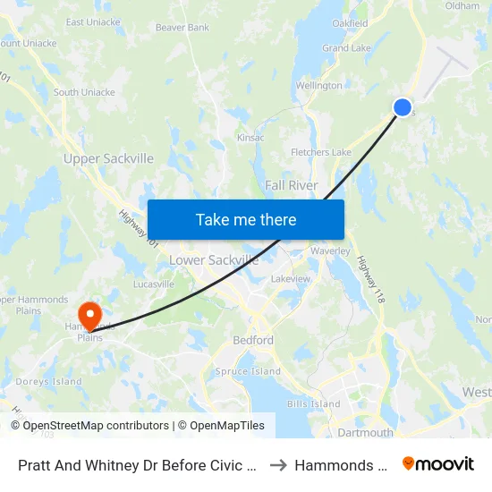 Pratt And Whitney Dr Before Civic 189 (8699) to Hammonds Plains map