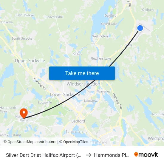 Silver Dart Dr at Halifax Airport (8695) to Hammonds Plains map