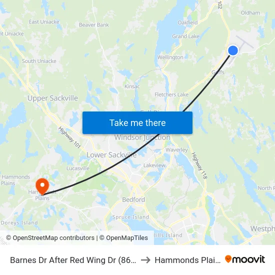 Barnes Dr After Red Wing Dr (8697) to Hammonds Plains map