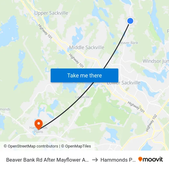 Beaver Bank Rd After Mayflower Ave (8718) to Hammonds Plains map