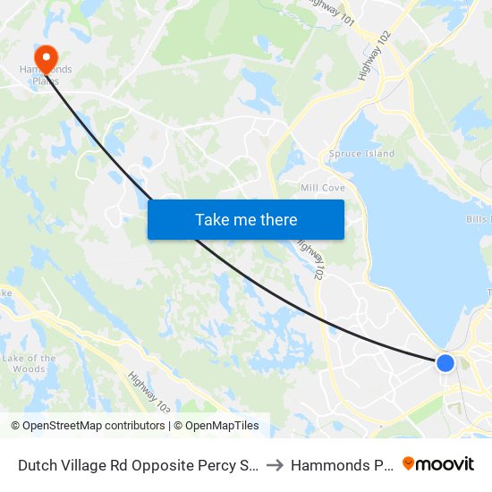Dutch Village Rd Opposite Percy St (6616) to Hammonds Plains map