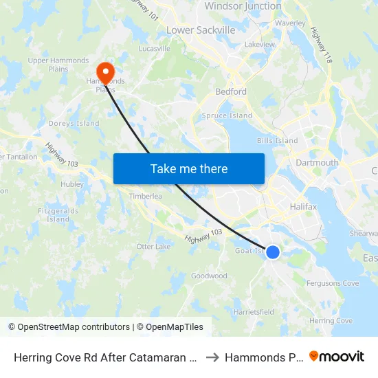 Herring Cove Rd After Catamaran Rd (6852) to Hammonds Plains map
