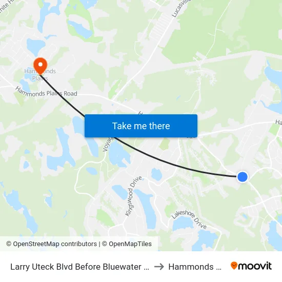 Larry Uteck Blvd Before Bluewater Rd (7014) to Hammonds Plains map