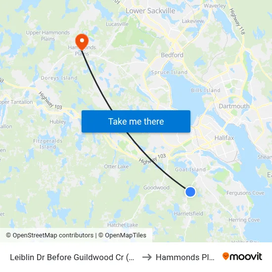 Leiblin Dr Before Guildwood Cr (7136) to Hammonds Plains map