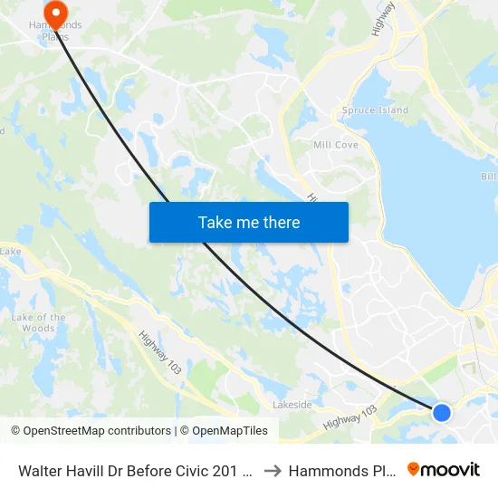 Walter Havill Dr Before Civic 201 (8806) to Hammonds Plains map