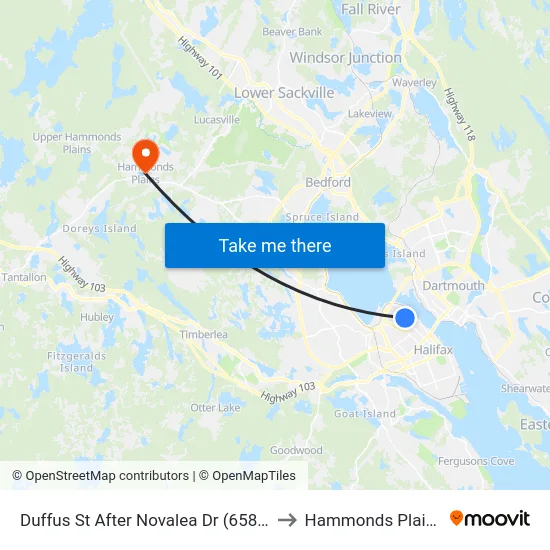 Duffus St After Novalea Dr (6582) to Hammonds Plains map