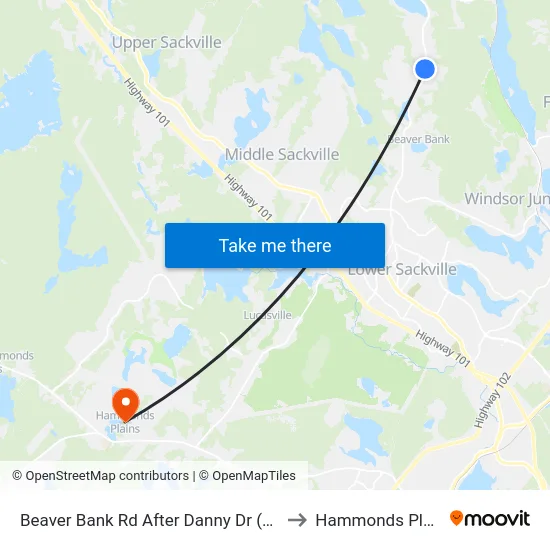 Beaver Bank Rd After Danny Dr (8750) to Hammonds Plains map