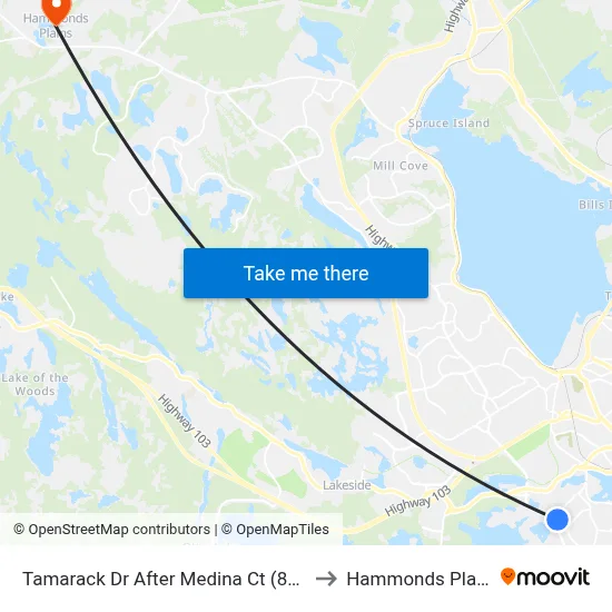 Tamarack Dr After Medina Ct (8370) to Hammonds Plains map