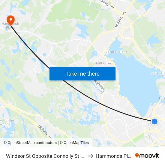 Windsor St Opposite Connolly St (8570) to Hammonds Plains map