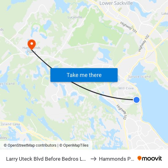 Larry Uteck Blvd Before Bedros Ln (7125) to Hammonds Plains map