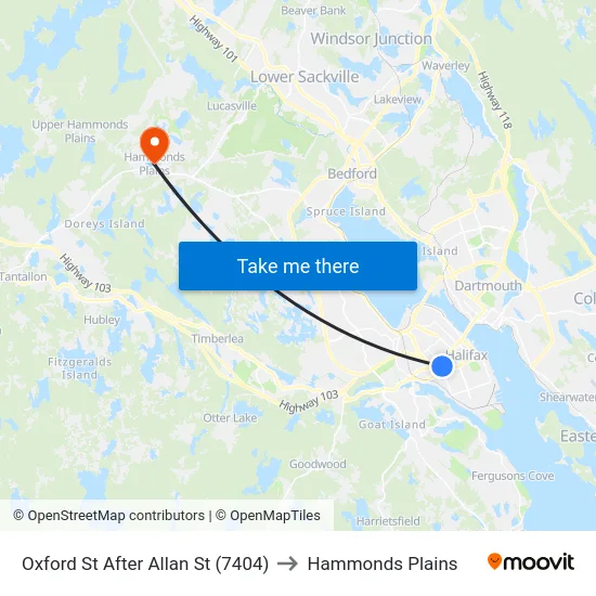 Oxford St After Allan St (7404) to Hammonds Plains map