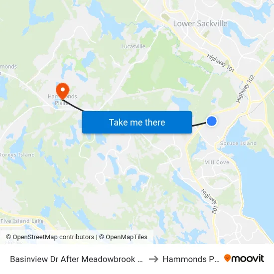 Basinview Dr After Meadowbrook Dr (6133) to Hammonds Plains map