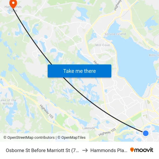 Osborne St Before Marriott St (7397) to Hammonds Plains map