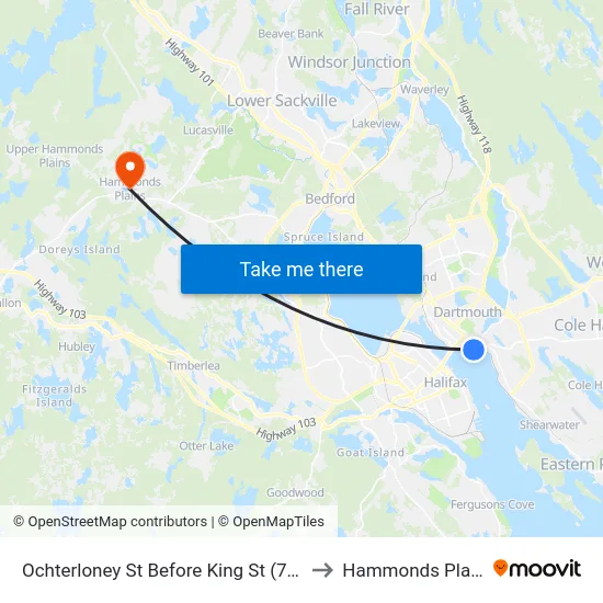 Ochterloney St Before King St (7388) to Hammonds Plains map