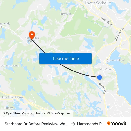 Starboard Dr Before Peakview Way (9092) to Hammonds Plains map