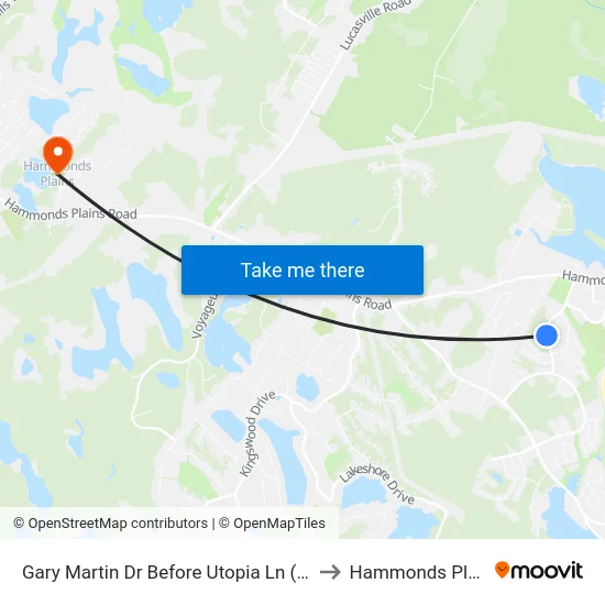 Gary Martin Dr Before Utopia Ln (6487) to Hammonds Plains map