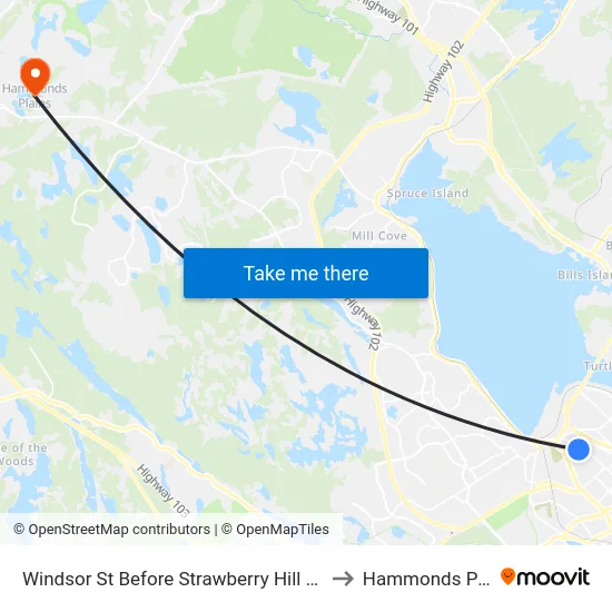 Windsor St Before Strawberry Hill St (8567) to Hammonds Plains map