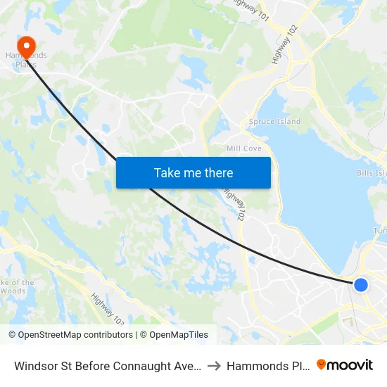 Windsor St Before Connaught Ave (8560) to Hammonds Plains map