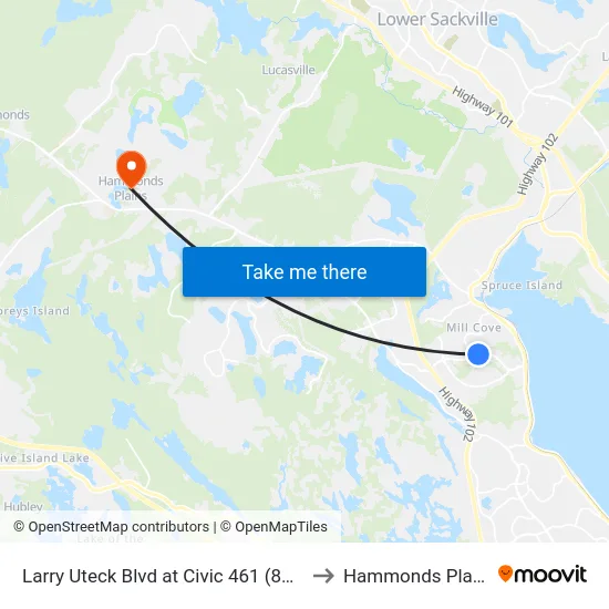 Larry Uteck Blvd at Civic 461 (8875) to Hammonds Plains map