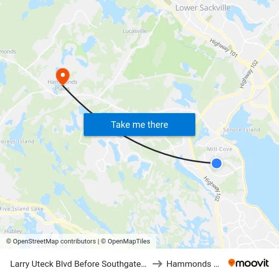 Larry Uteck Blvd Before Southgate Dr (8879) to Hammonds Plains map