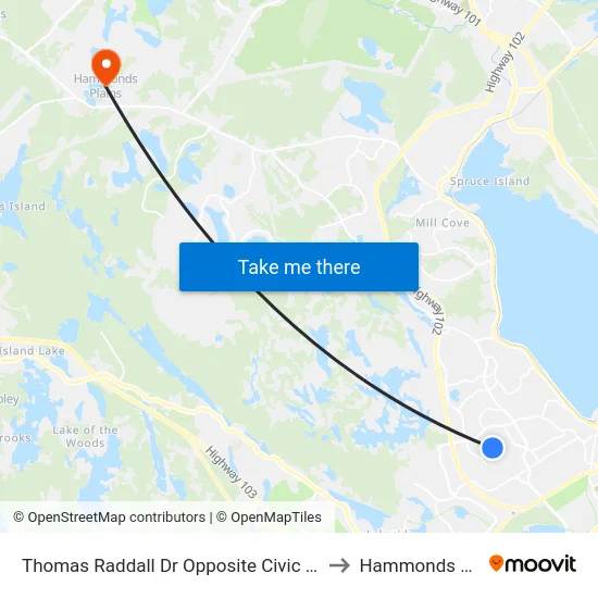 Thomas Raddall Dr Opposite Civic 210 (9087) to Hammonds Plains map