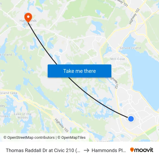 Thomas Raddall Dr at Civic 210 (9084) to Hammonds Plains map