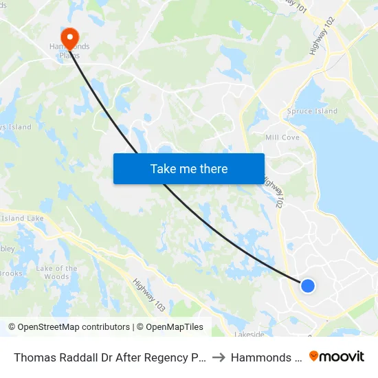 Thomas Raddall Dr After Regency Park Dr (9083) to Hammonds Plains map