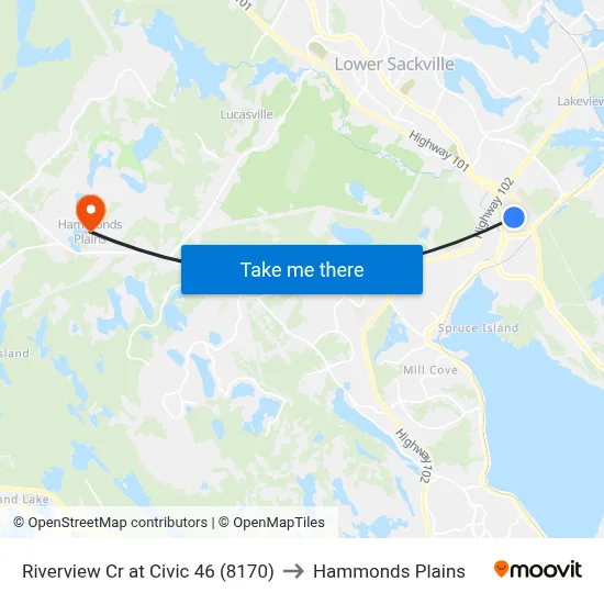 Riverview Cr at Civic 46 (8170) to Hammonds Plains map